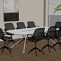 Modern Conference Room With Round Table Metal Frame Chairs And Wooden Floor