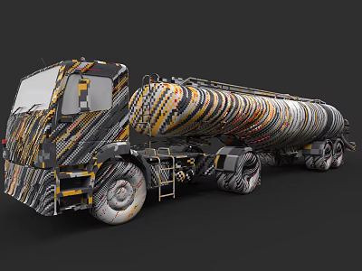Striped Pattern Tanker Truck For Industrial Liquid Transport With Large Capacity 3d model