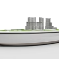Commercial Equipment Urban Planning Model Display with Circular Base Green Grass High Rise Building Models