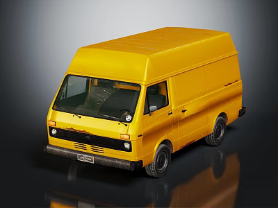 Vintage Yellow Delivery Van With Classic Boxy Design And Smooth Exterior 3d model