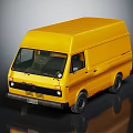 Vintage Yellow Delivery Van With Classic Boxy Design And Smooth Exterior