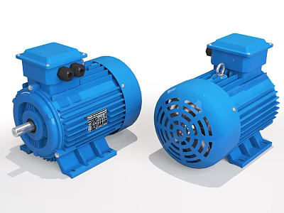 Blue Industrial Electric Motors With Sturdy Design And Efficient Operational Features 3d model