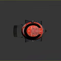 Red Racing Helmet With PETRONAS Logo And BELL Brand On Black Stand Gray Background