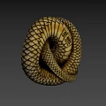 Game Movie Snake Character With Coiled Body Reticulated Pattern Scales And Raised Head