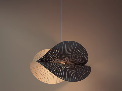 Modern Curved Perforated Pendant Light With Unique Design And Warm Glow 3d model
