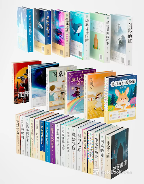 Assorted Books And Magazines With Diverse Cover Designs Including Children Stories And Literary Works 3d model 