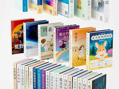 Assorted Books And Magazines With Diverse Cover Designs Including Children Stories And Literary Works 3d model