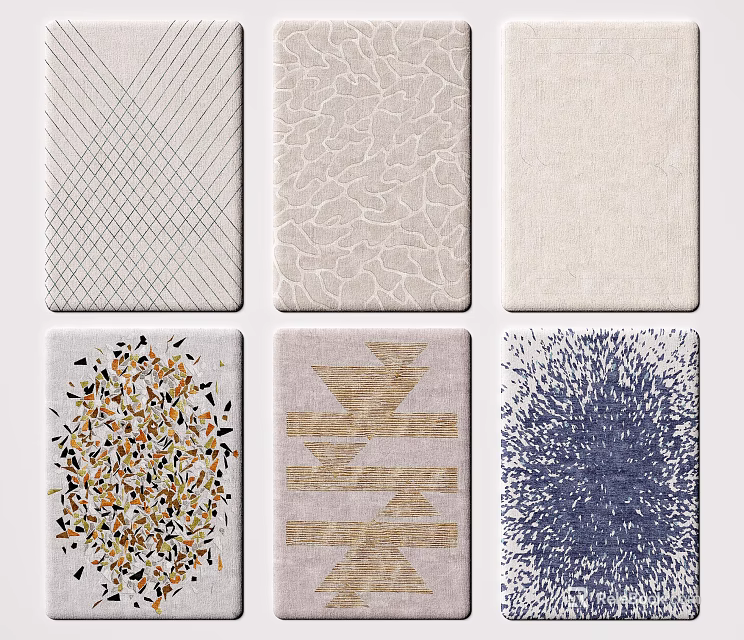 Square Rugs with Various Modern Patterns and Stylish Designs for Home Decoration 3d model