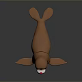 Cartoon Brown Walrus With Blue Eyes Red Nose And White Tusks 3D Model