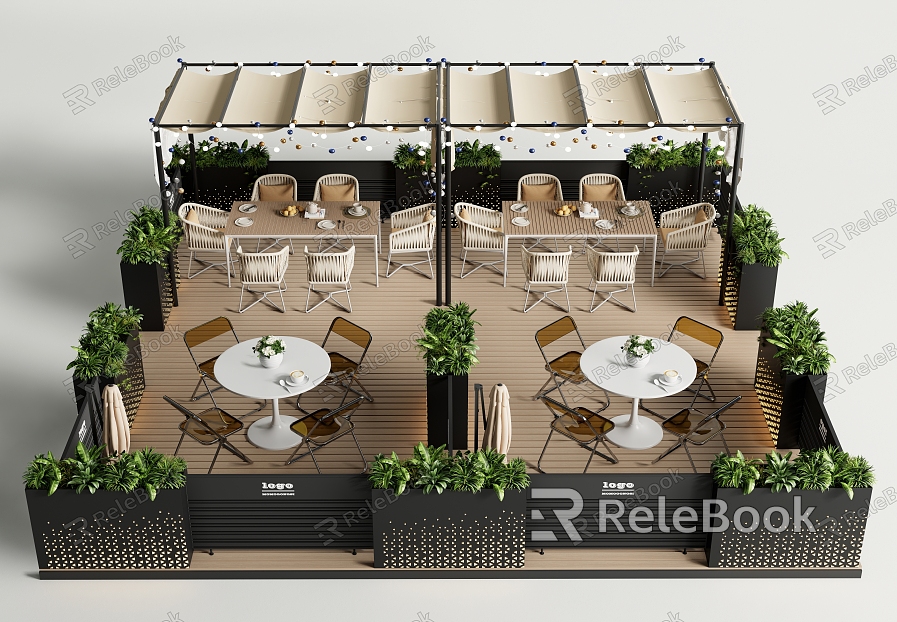 Modern Outdoor Table and Chair Commercial Outdoor Table and Chair Combination Casual Table and Chair Plant Flower Box model