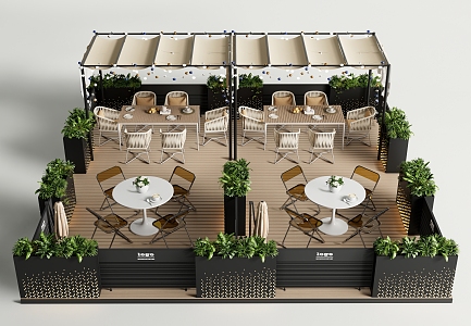 Modern Outdoor Table and Chair Commercial Outdoor Table and Chair Combination Casual Table and Chair Plant Flower Box 3d model