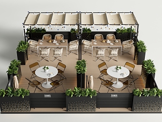 Modern Outdoor Table and Chair Commercial Outdoor Table and Chair Combination Casual Table and Chair Plant Flower Box 3d model