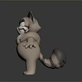 Cute Cartoon Cat Character With Large Ears Chubby Belly And Plush Texture