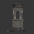 Classical Stone Tower Building With Double Arch Windows And Base Stones 3d model