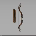 Handcrafted Traditional Wooden Bow With Metal Accents And Woven Quiver Design