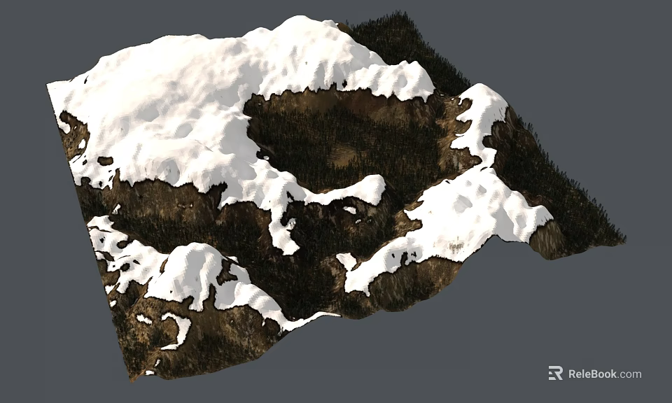 Stunning Natural Scenery Featuring Snowy Mountain Peaks and White Snow Covers 3d model 