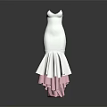 Elegant White Mermaid Dress with Pink Layered Skirt and Sleeveless Design