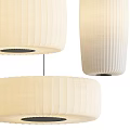 Cream Colored Striped Fabric Pendant Lights With Round And Cylindrical Shapes For Interior Decor