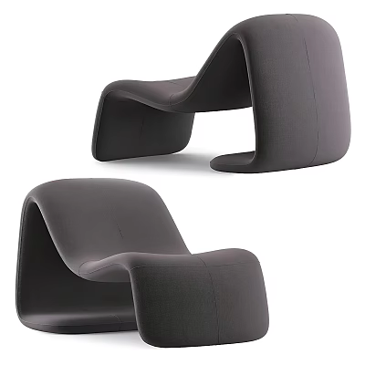 Modern Gray Lounge Chair With Curved Design And Upholstered Fabric Sleek Profile 3d model
