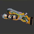 Yellow And Silver Sci Fi Weapon With Mechanical Structure Barrel And Grip