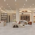 Modern Clothing Store Interior With Marble Decor Sofa Seating And Fashion Display Racks