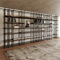 Modern Open Bookshelf Design With Metal Frame Wooden Shelves And Decorative Items