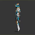 Futuristic Mechanical Character With Blue White Orange Armor And Sci Fi Exoskeleton Design 3d model