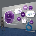 2025 China Digital Summit Exhibition Wall With Purple Flower Logo And Hexagon Modules