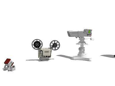 Public Facility Vintage Film Projector And Reel Equipment For Community Cinema Use 3d model