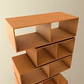Modern Wooden Bookcase With Open Stacked Shelves And Layered Design