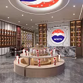Moutai Store Interior With Display Shelves And Wine Bottles Exhibition Counter