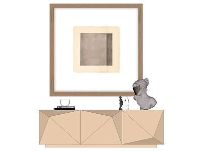 Interior Decor With Framed Artwork Geometric Console Table Stuffed Dog And Small Items 3d model
