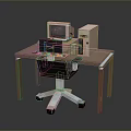 Vintage Office Desk With Computer Monitor Tower Keyboard And Rolling Chair
