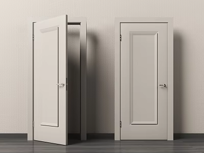 Light Colored Hinged Doors In Modern Interior With Open And Closed States 3d model