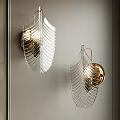 Modern Leaf Shaped Wall Sconces With Brass Base And Transparent Leaf Panels 3d model