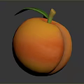 Fresh Juicy Ripe Orange Peach With Green Leaves On Gray Background