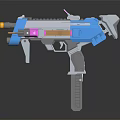 Futuristic Toy Gun With Blue Pink Silver Sleek Design Barrel Grip And Vibrant Colors