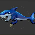 Blue Shark Fantasy Character With Wing Like Fins Red Eyes And Yellow Claws