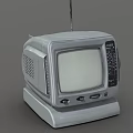 Vintage Old Fashioned Computer Monitor With CRT Screen And Control Buttons