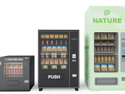 Commercial Vending Machines Multiple Colors Black Green Nature Brand Push Button Snacks Drinks 3d model