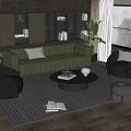 Minotti Sofa Coffee Table Combination Multi-person Sofa Coffee Table Leisure Chair Side Table Corner Table 3d model