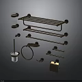 Modern Brass Bathroom Living Essentials Featuring Towel Racks Toilet Brush And Holders
