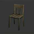Rustic Vintage Wooden Lounge Chair With Slatted Backrest And Distressed Wood Finish