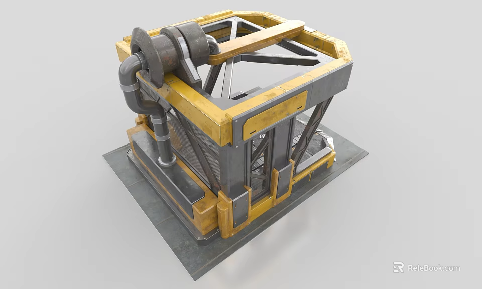Parking Lot Mechanical Lifting Equipment With Yellow Gray Steel Frame Structure 3d model 