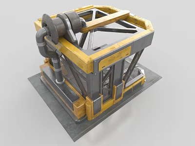 Parking Lot Mechanical Lifting Equipment With Yellow Gray Steel Frame Structure 3d model