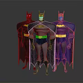 Game and Movie Batman Characters Featuring Multiple Versions Different Colored Costumes and Iconic Capes