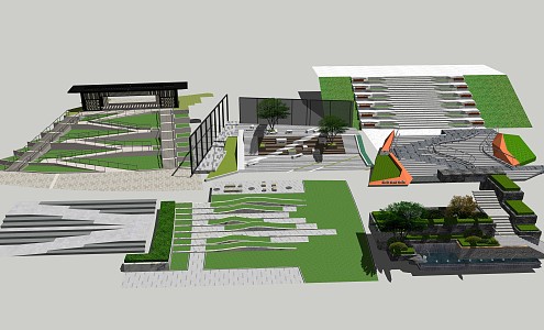 modern steps outdoor height difference terrain steps 3d model