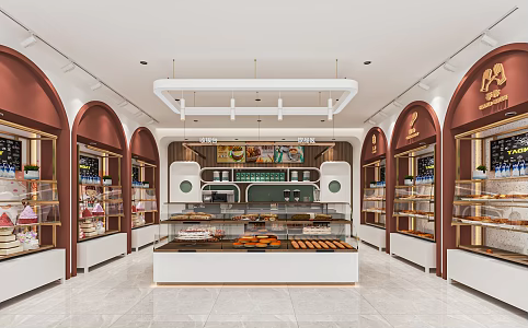 Light Luxury Cake Shop Bakery Sweet Shop Baking Shop Shelf Cash Register Freezer Bread Cabinet Display Cabinet 3d model