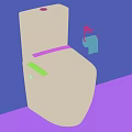 Contemporary Toilet Design With Leaf Pattern Wallpaper And Toilet Paper Holder