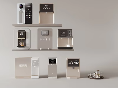Various Daily Electrical Appliances Displayed On Shelves 3d model